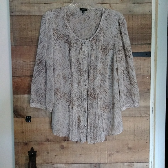 Talbots Tops - 💖Talbots Sheer BOHO Snake Print Top Size 14